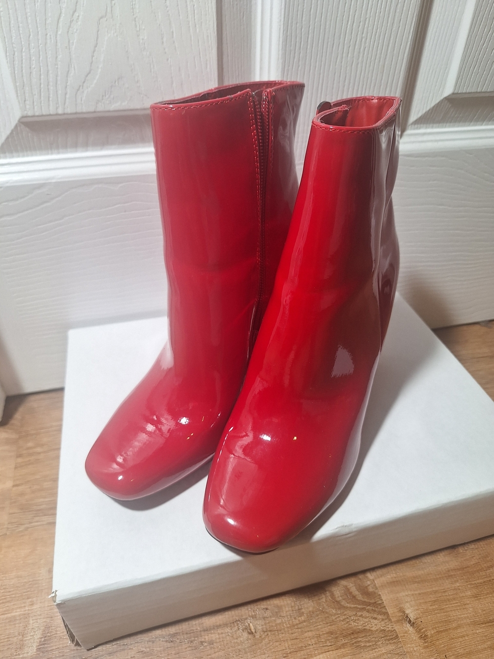 Red Patent Ankle Boots – Size 6.5 (US) / 37 (EU)